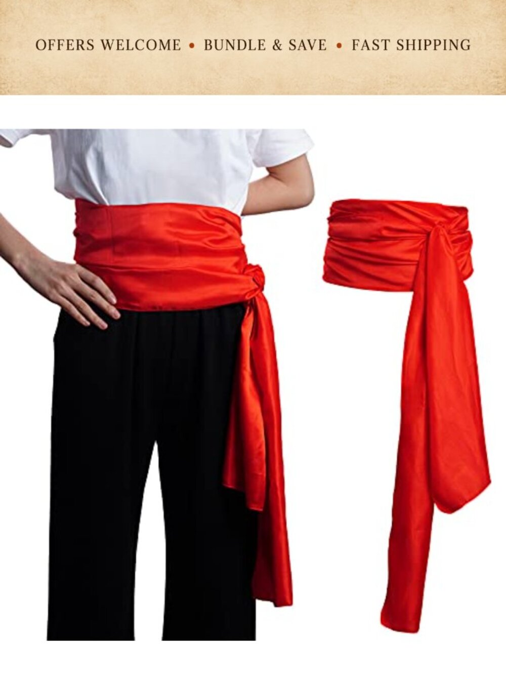 Satin Pirate Sash Medieval Renaissance Costume Waist Belt